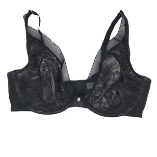 Photo of Cacique Black Lace Sexy Underwire Full Coverage Plunge Bra Size 40DD