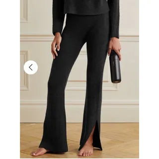 Photo of Le Ore Lodi ribbed knit flare pants side slit size medium