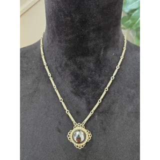 Photo of Hobe Antique Silver Tone Round Pendant Necklace Vintage Style