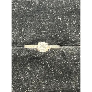 Photo of 925 Sterling Silver CZ Solitaire Engagment Ring Size 5.5 Two Tone Accent Setting