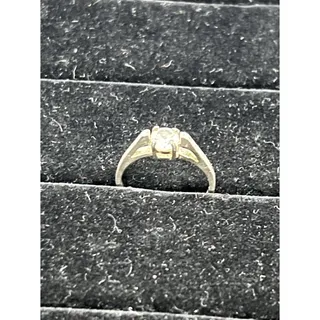 Photo of 925 Sterling Silver CZ Solitaire Engagment Ring Size 5.5 Two Tone Accent Setting
