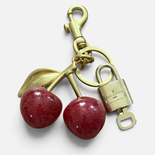 Photo of Louis Vuitton Lock & Key #304 w/a Red Glitter Cherry Bag Charm / Keychain