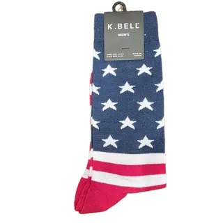 Photo of K. Bell Men's American Flag Crew Socks, Red/White/Blue, Size 6.5-12, 1 Pair