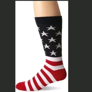Photo of K. Bell Men's American Flag Crew Socks, Red/White/Blue, Size 6.5-12, 1 Pair