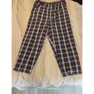 Photo of FRUIT OF THE LOOM Red Gray Plaid Flannel Sleep Pajama Lounge Pants Mens LARGE