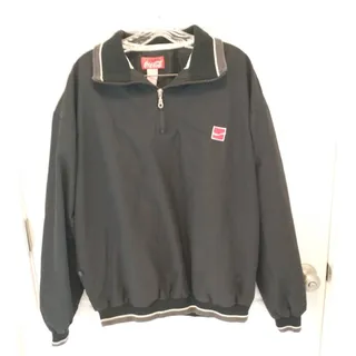 Photo of Vintage Coca Cola Employee Work Jacket Mens L Black 1/4 Zip Windbreaker Pullover