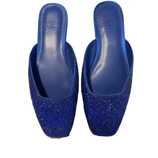 Photo of NEW I.N.C Joslyn Cobalt Blue Crystal Backless Square Toe Mules Size 6.5M