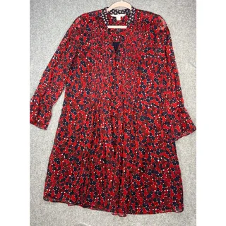 Photo of Diane von Furstenberg Kourtni Silk Pintuck Print Long Sleeve Shift Mini Dress 8