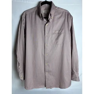 Photo of Tommy Bahama Mens Button Down Shirt 15.5 32 33 Medium Tan Stripe Long Sleeve
