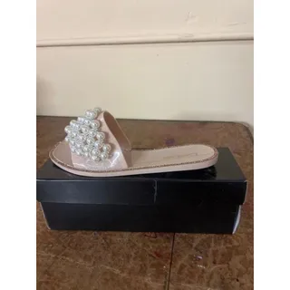 Photo of Bebe Womens Slide Sandals Blush Pink Pearl Embellished Size 9
