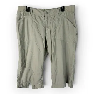 Photo of Eddie Bauer Active Fit Cropped Cargo Pants Size L Khaki Stretch Nylon Capri