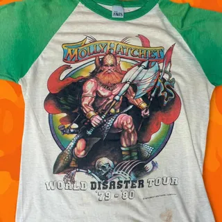 Photo of Vintage 1979 Molly Hatchet World Disaster Tour Tee Raglan Medium