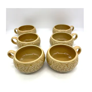 Photo of Vintage Secla Cabbage Brown Set of 6 Coffee Mugs Made in Portugal
