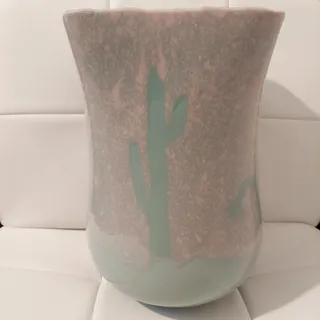 Photo of Script Signed by Larry Lubow in 1987 Large 12" Glazed Pottery Art Vase
