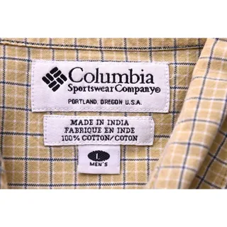 Photo of Columbia Men’s Large Short Sleeve Plaid Check Button Down Shirt 100% Cotton
