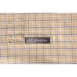 Photo of Columbia Men’s Large Short Sleeve Plaid Check Button Down Shirt 100% Cotton