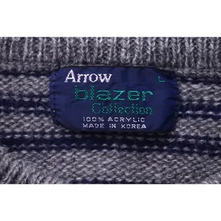 Photo of Arrow Blazer Collection Men’s Large Gray Blue Striped Crewneck Acrylic Sweater