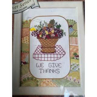 Photo of WE give thanks cross stitch kit