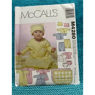 Photo of McCalls 4280 sewing pattern Baby layette blanket sleeper top pant hot top swaddle