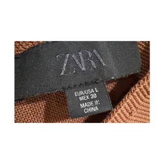 Photo of Zara Knit V-Neck Warm Rust 100% Cotton Sweater L NWOT