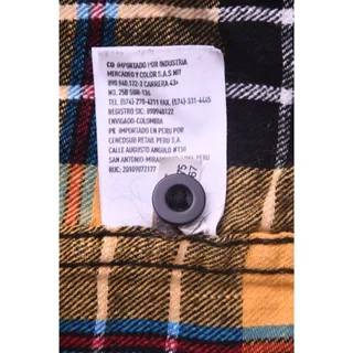 Photo of American Eagle Men’s Large Yellow Black Plaid Flannel Button Up Shirt