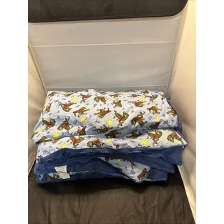 Photo of Lands' End Kids Sleeping Bag Lot 2 Blue Rodeo Cowboy Sheriff Stars Cotton Fleece