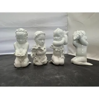 Photo of Bing & Grøndahl White Porcelain Children of the Sea Set #2264 #2265 #2266 #2267