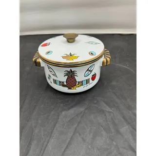 Photo of MCM Georges Briard Ambrosia Enamel Stock Pot 2 Qt Lidded Casserole Pineapple