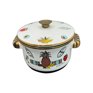 Photo of MCM Georges Briard Ambrosia Enamel Stock Pot 2 Qt Lidded Casserole Pineapple