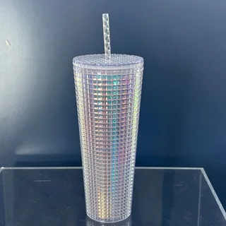 Photo of Starbucks Studded Tumbler 24oz Iridescent Grid Cold Cup w Straw