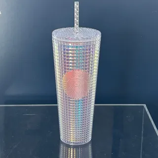 Photo of Starbucks Studded Tumbler 24oz Iridescent Grid Cold Cup w Straw