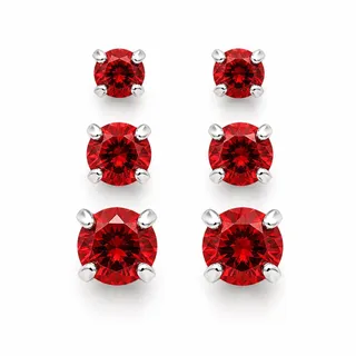 Photo of 3 pairs: Small Medium & Large Red Crystal Gem Earrings