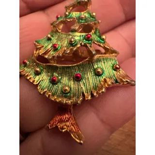 Photo of Vintage rare decorated Christmas tree brooch