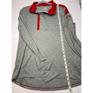 Photo of Under Armour Mens Gray Red Half Zip Athletic Pullover Long Sleeve Performance