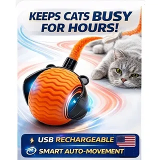 Photo of Interactive Cat Toy Ball w/ Tail USB Rechargeable Smart Auto Moving Pet Toy Keep