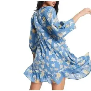 Photo of Free People Dress Womens XS Floral Boho Mini Tassel Lace-Up Pockets OB1666374