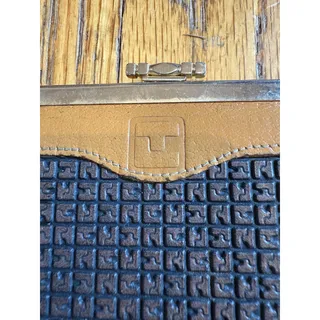 Photo of Vintage Ted Lapidus Wallet Womens Black Tan Leather Frame Coin Purse France