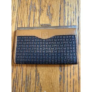 Photo of Vintage Ted Lapidus Wallet Womens Black Tan Leather Frame Coin Purse France