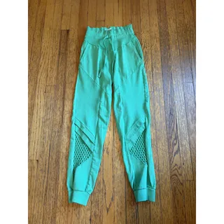 Photo of Noam Pants Womens XS Green Mesh Panel Joggers 100% Cotton Made in USA Athleisure