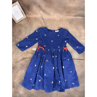 Photo of Mini Boden Girls Navy Corduroy Christmas Holiday Dress 8-9Y #1179