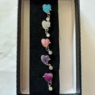 Photo of Paparazzi Glitter Heart Charm Ring Set- Blue, Silver, Pink, Purple