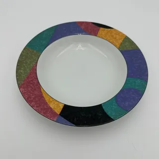Photo of Vintage Rimmed Soup Bowl by Mikasa in Currents Pattern Memphis Design Postmodern