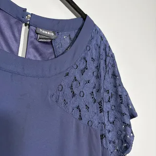 Photo of Torrid Navy Blue Lace Inset Formal Shift Dress Knee Length - Womens Plus Size 18