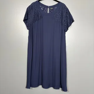 Photo of Torrid Navy Blue Lace Inset Formal Shift Dress Knee Length - Womens Plus Size 18