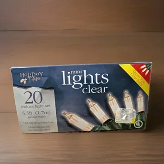 Photo of Holiday Time Mini Lights Clear 20 Ct 5.5 ft Green Wire Indoor Christmas NIB