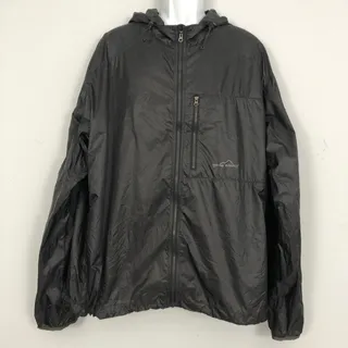 Photo of Eddie Bauer Packable Windbreaker Mens XXL Black Full Zip Gorpcore Outdoors