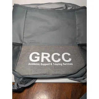 Photo of GRCC Insulated Cooler Backpack Gray Academic Support Tutoring Services Bag