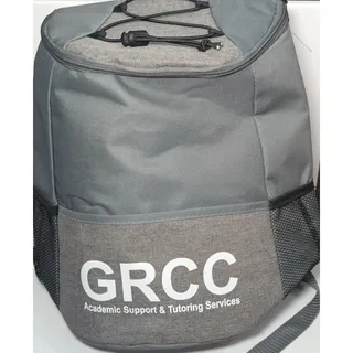 Photo of GRCC Insulated Cooler Backpack Gray Academic Support Tutoring Services Bag