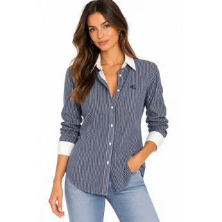 Photo of Ralph Lauren Blue White Pinstripe Button Down Shirt EUC Size Small