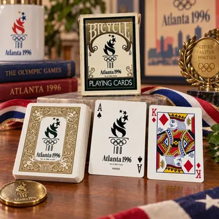 Photo of Vintage Bicycle Atlanta 1996 Olympics Playing Cards Gold Centennial Deck